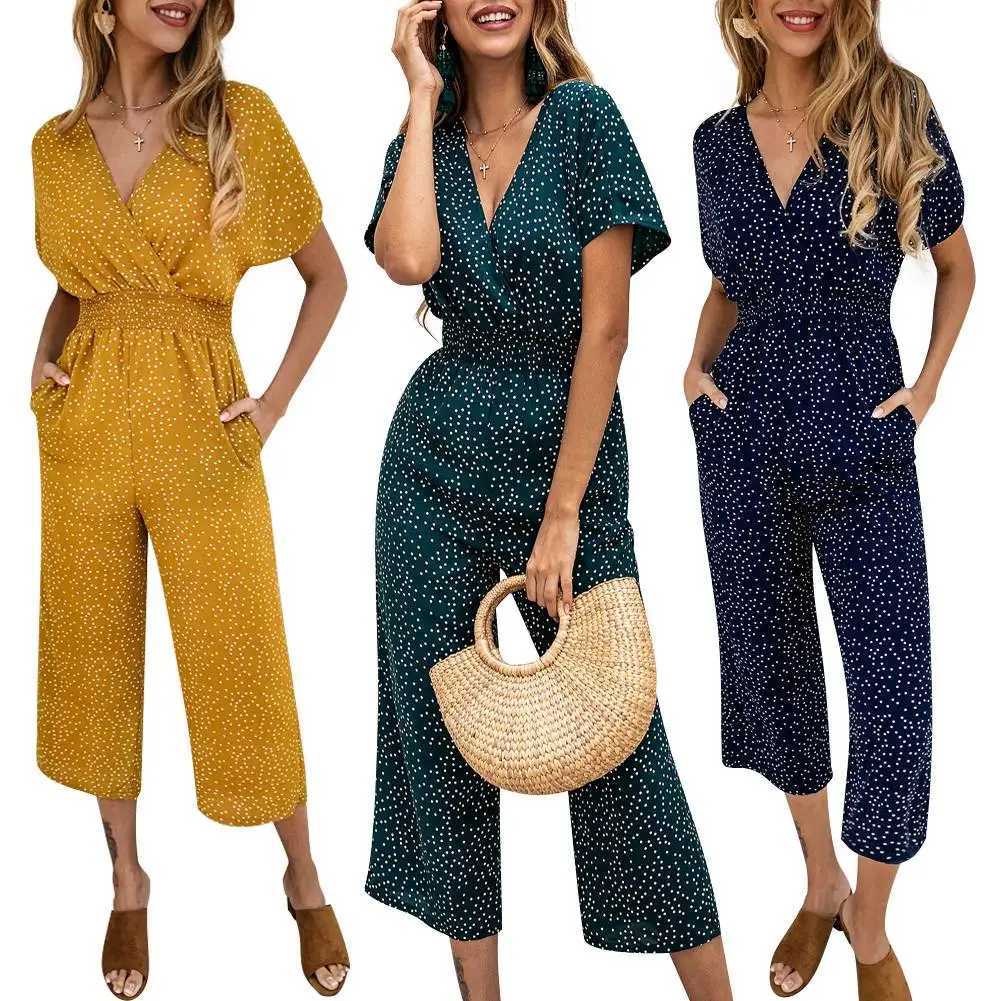 Women's Jumpsuits Rompers 2024 Summer High Waist jumpsuit or Womens casual pants Womens wide leg tight fitting clothing Y240425