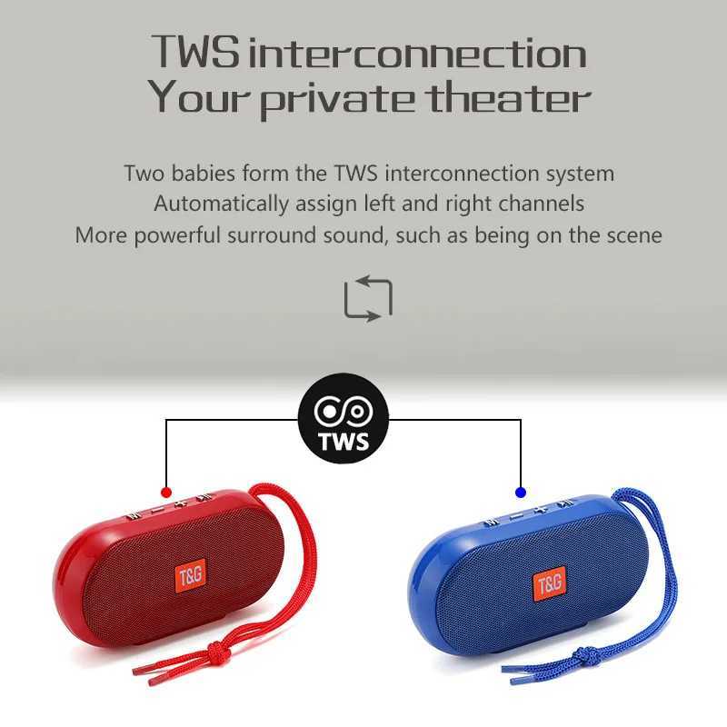 Портативные динамики t g Портативный Bluetooth -динамик беспроводной TWS Mini Bass Column Boombox FM USB BT Sutdoor Music Player для смартфона ПК Ноутбук D240425