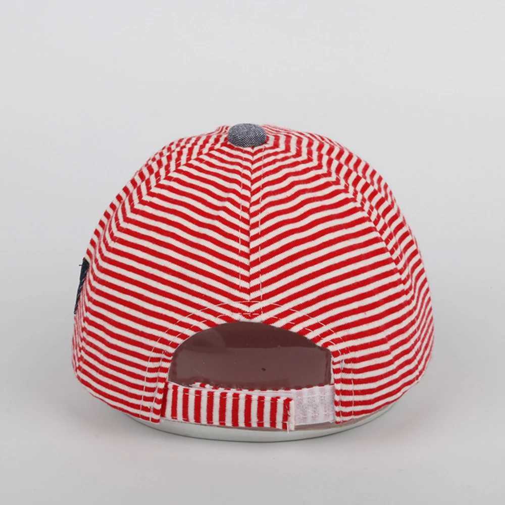 Caps Hats Hats Classical Cotton Childrens Stripe Peaks Caps Summer Baby Boys Girls Sun Hut Baseballkappe für Kinder 5-24 Monate D240425