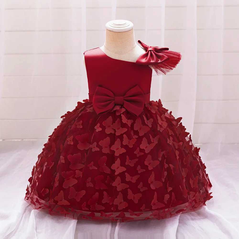 Robes de fille mode papillon tulle bébé fête fille fille princesse robe grand arc premier 1er anniversaire fleur filles robes tutu baptême robe de soirée d240425