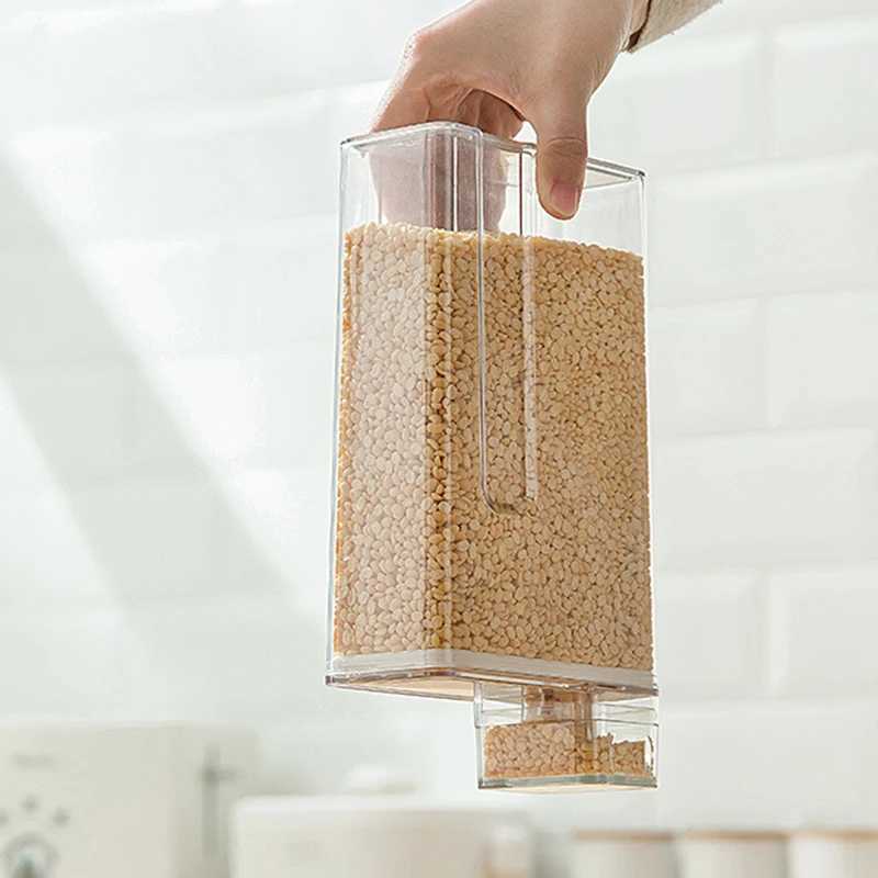 Бутылки для хранения банки пластиковая коробка для хранения зерна кухня герметичный рисовый органайзер, покрытый контейнером, прозрачный дистрибьютор CAN H240425