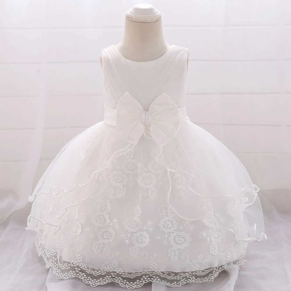 Girl's Dresses Newborn Toddler White Christening 1st Birthday Dress For Baby Girl Baptism Lace Party Wedding Princess DressES Prom Gown Vestido d240425