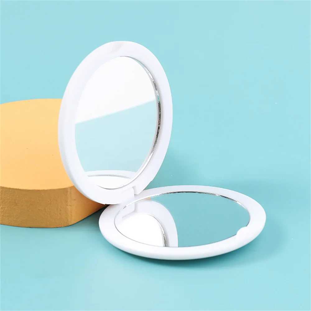 Miroirs de maquillage de couleur crème miroir rond des filles portables cadeaux miroir pliant miroir poche à double face miroir compact en gros