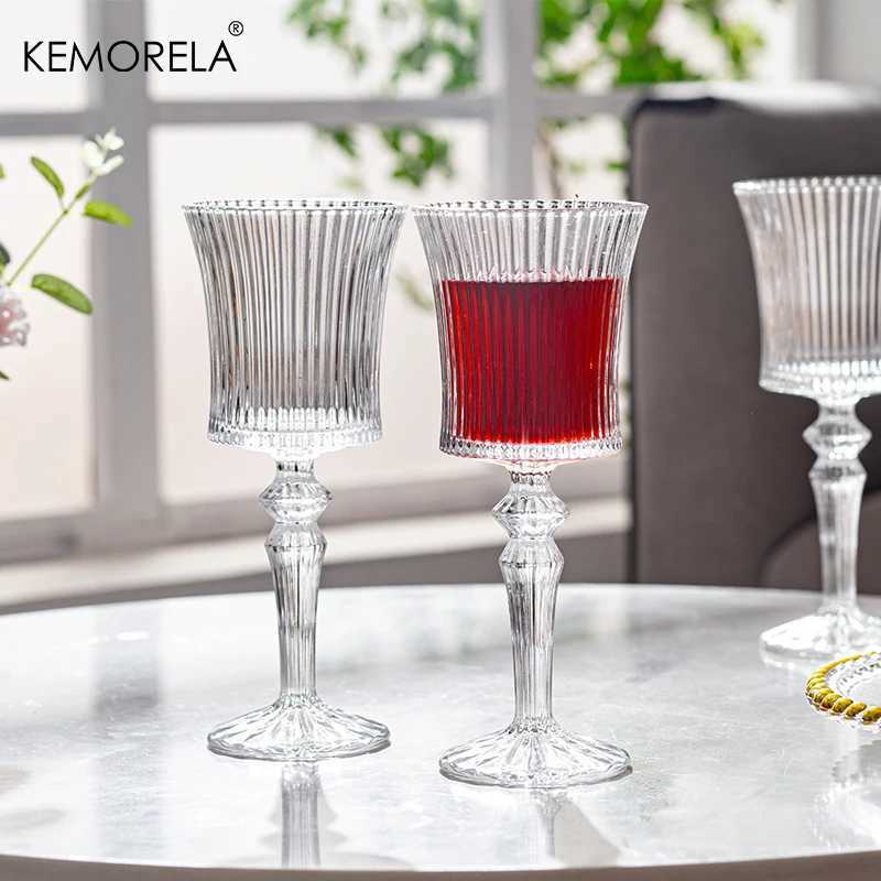 Tumblers transparente bar boblet whisky cocktail champagne adequado para decoração de festa feita listrada de vidro listrado conjunto de bebidas h240425