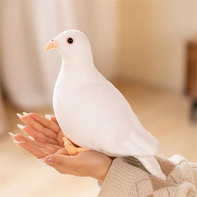 豪華な人形リアルな鳩のぬいぐるみおもちゃ高品質の柔らかい生涯の灰色の丘の白いハト鳥ぬいぐるみおもちゃコレクションモデルgiftsl2404