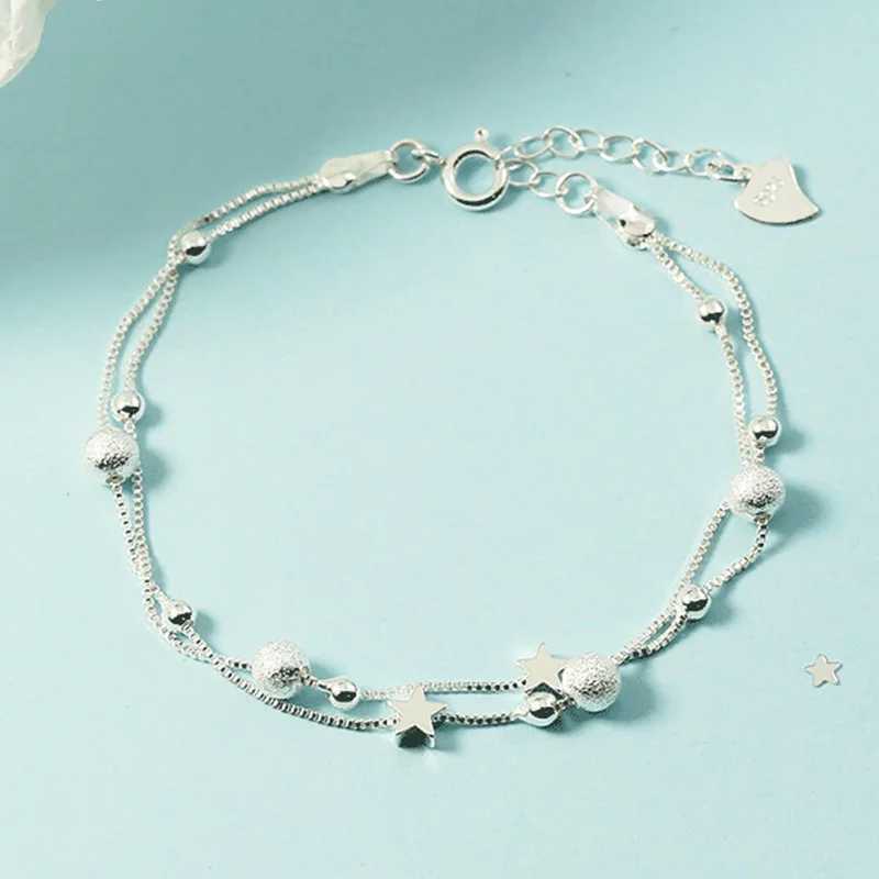 Kedja 925 Sterling Silver vackra stjärnor armband för kvinnor koreanska modedesigner party bröllop smycken semester gåvor