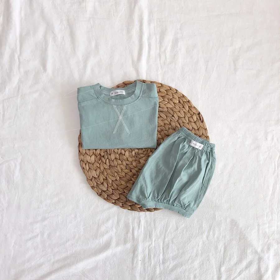 Ensembles de vêtements pour bébé ensemble de vêtements coréens T-shirt et short H240425