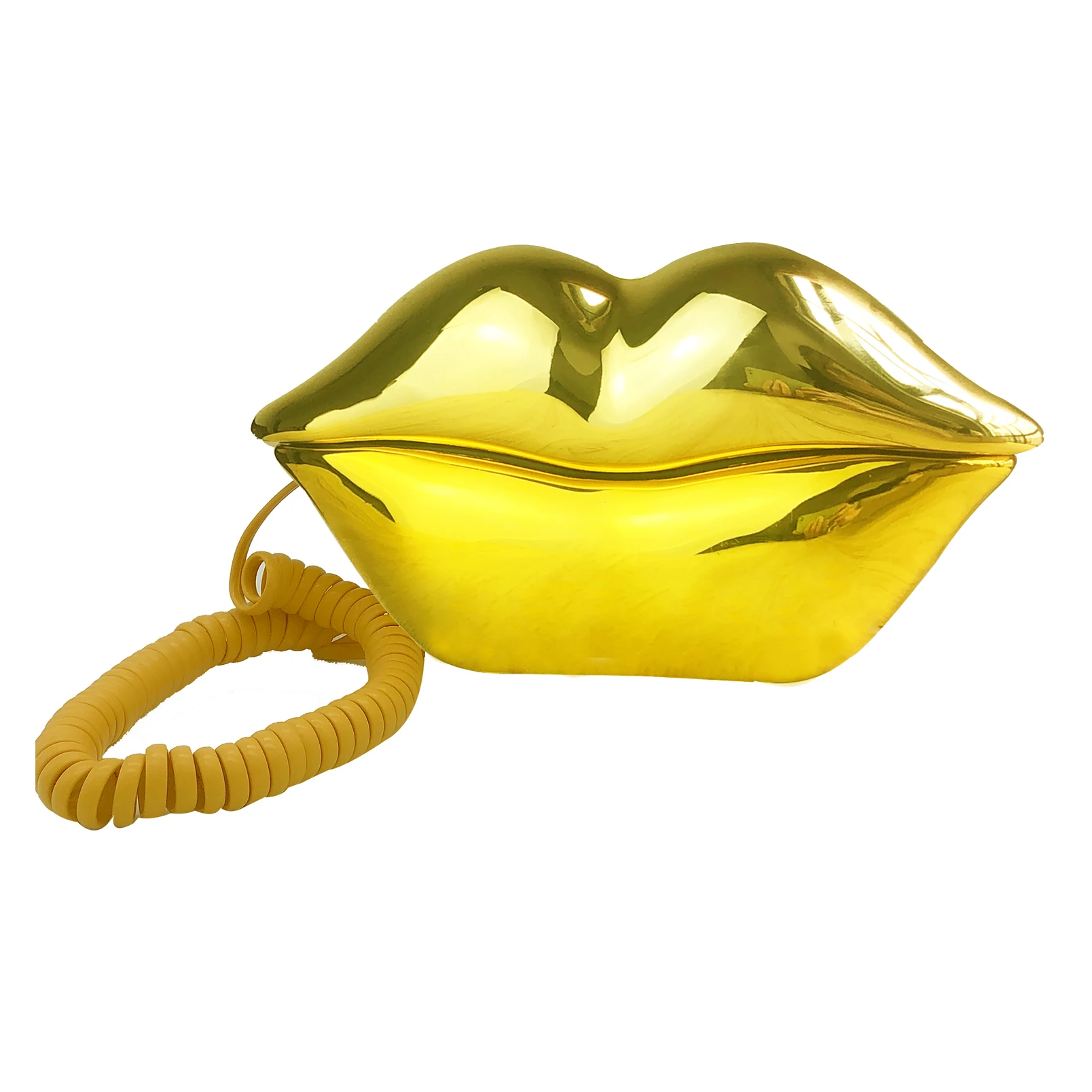 Aksesuarlar Dekor için Kablolu Altın Telefon Komik Yenilik Dudakları Telefon Kablolu Ağız Telefon Karikatür Şeklinde Gerçek Alan Ev Ofis