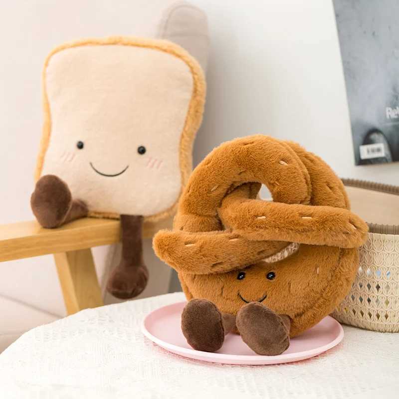Nadziewane pluszowe zwierzęta Śliczne pluszowe tosty chleb precla rogalika borowca pluszowe jedzenie chleb miękki lalka