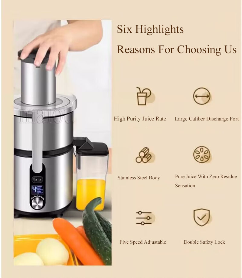 Máquinas .Juicer com função anti-deslizamento anti-drip, vegetais de frutas inteiras e vegetais centrífugais