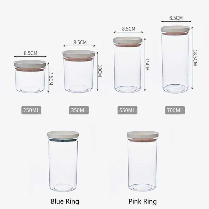 Food Savers Storage Containers Container Can Transparent Used for Mason Candy Spice Biscuit Sealing Ring Bottle Kitchen Box H240425 VB7M