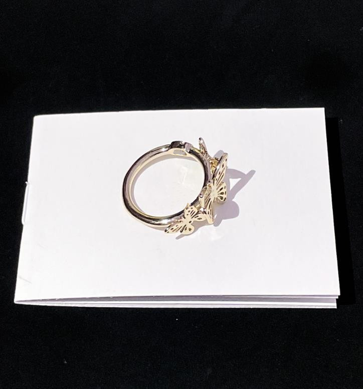 Designer Butterfly ringen Nieuwe aankomst mode luxe vrouwen goud kleur koper ring sieraden cadeau maat 6 7 8 cadeau hoge kwaliteit