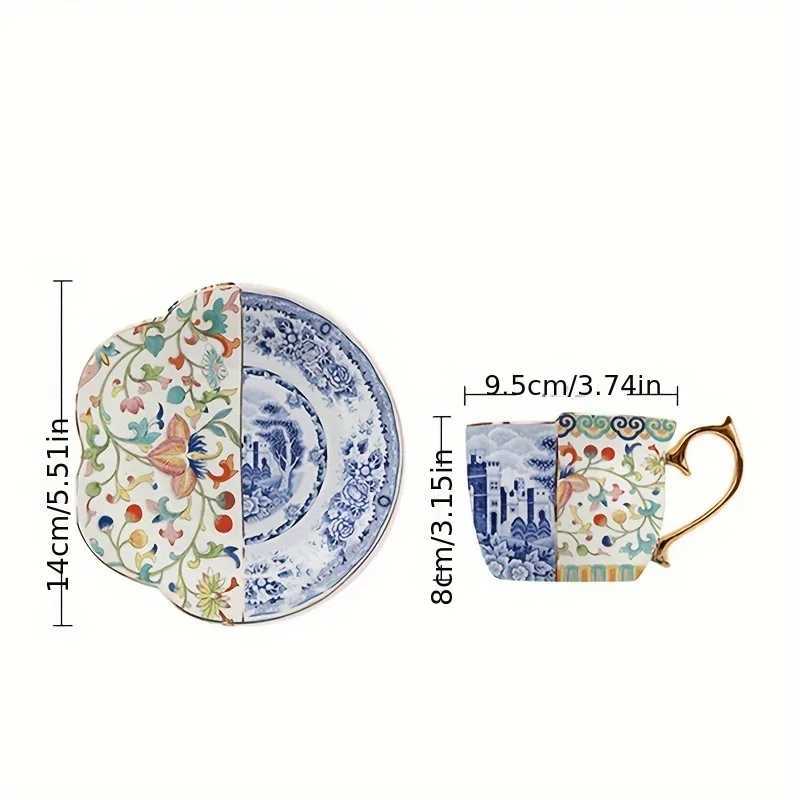 Tumblers Light Luxury Coffee Cups and Saucer Set tè fiori irregolare unica blu doucai ceramica H240425