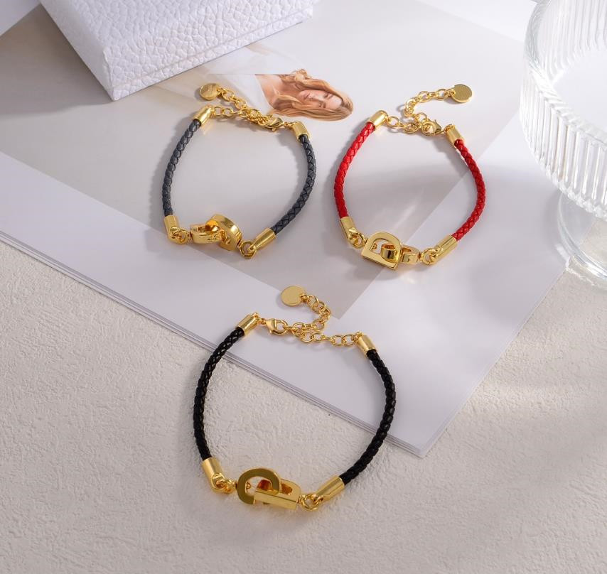 Designer Letter Bracelet Ring For Women Fashion Gold Charm Hand Rope Bracelets Rings Girls Party Wedding Women Jewelry