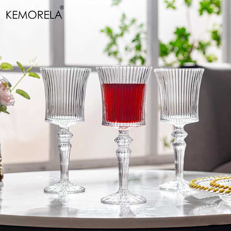 Tumblers transparente bar boblet whisky cocktail champagne adequado para decoração de festa feita listrada de vidro listrado conjunto de bebidas h240425