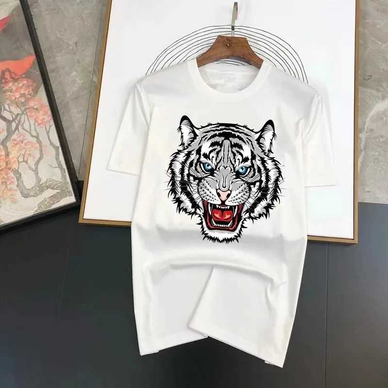 T-shirt maschile Summer Fashion Cotton Men T-shirt Funny Tiger Graphics Stampa magliette con marca a maniche corte Stratwear Women Tigre Taglie di dimensioni Y2K Topsl2404