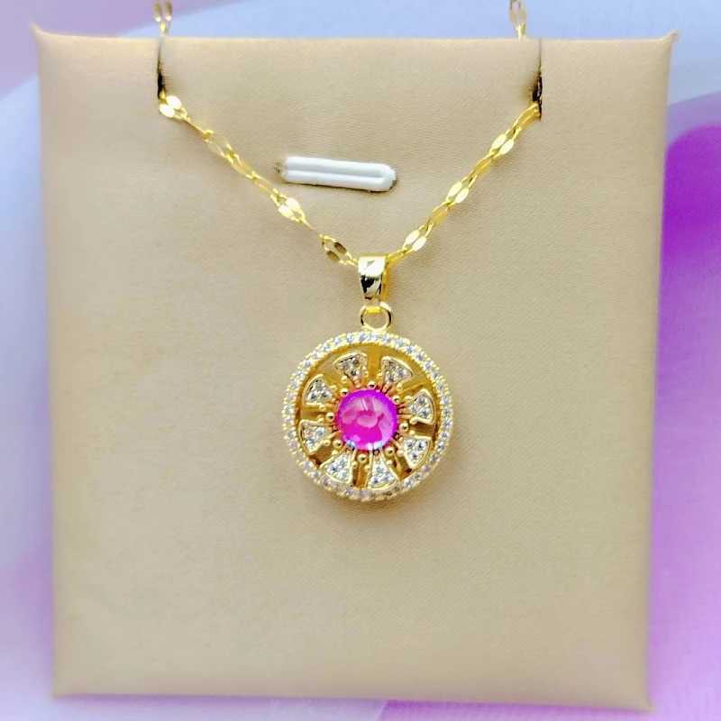 Pendant Necklaces Fashion Charm Pink Flower Necklace Retro Personality Small Chrysanthemum Light Luxury Clavicle Chain Pendant Gift