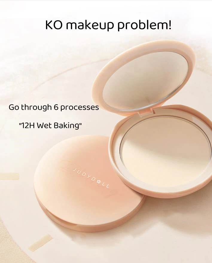 Krämer Judydoll Soft Veet Matte Foundation Setting Makeup Oljekontroll långvarig mattpressad pulver concealer med puffsmakeup