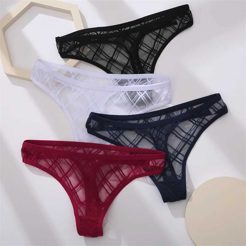 Briefs Panties Sexy Lace Thongs for Women Low Waist Transparent Panties Seamless Hollow Out G-String Underwear Female Bikini Lingerie Y240425