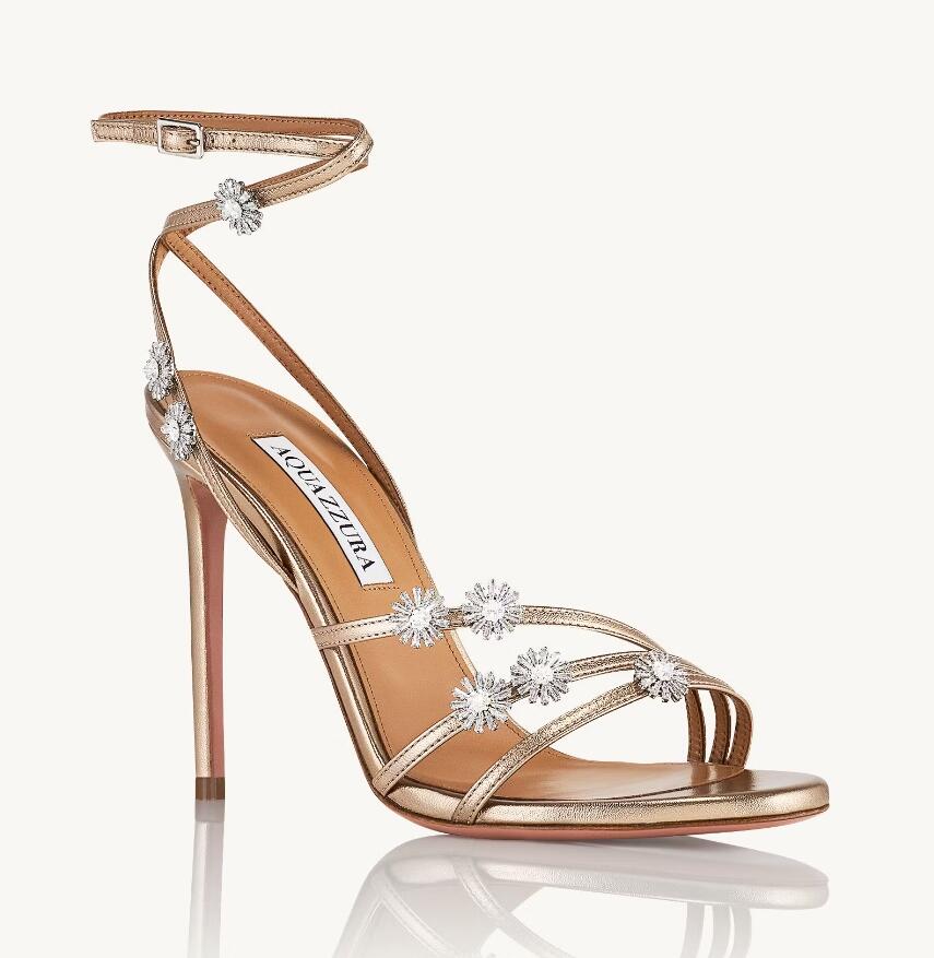 أنيقة Aquazzura النجوم ليلة النساء صندل أحذية الذهب الأبيض حفل زفاف زفاف زهرة زهرة زينة سيدة عالية الكعب EU35-43 مع صندوق