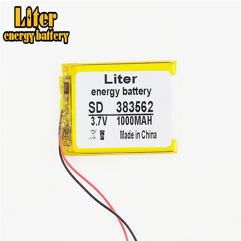 Accessories best battery brand 383562 3.7V 1000mah Lithium polymer Battery with Protection Board For Bluetooth GSP PSP Digital Products