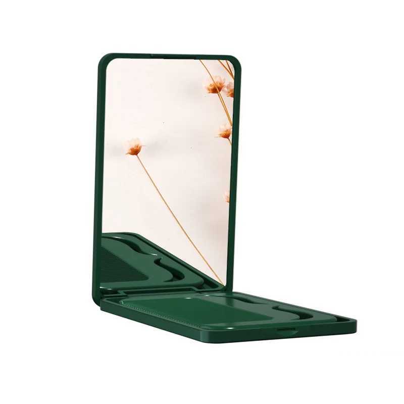 Miroirs miroir de maquillage de pli portable avec peigne couleur solide petit miroir peigne set mode pour fille cadeau de voyage de voyage outils de maquillage miror