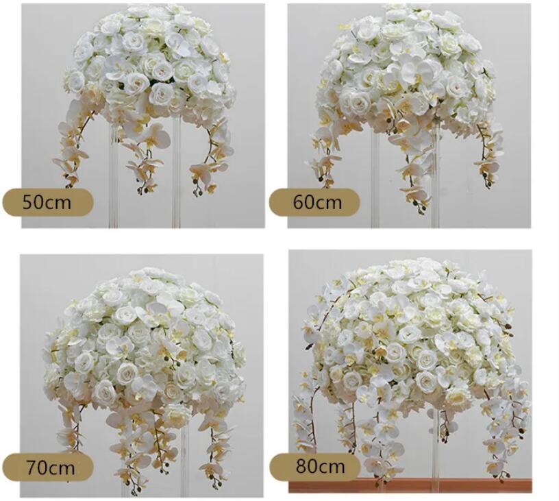 Mesa de boda de 60/50 cm Bola de centro de rosa blanca Orchid hortensia Arrilamiento de la fiesta de la fiesta Propiedades de la ventana