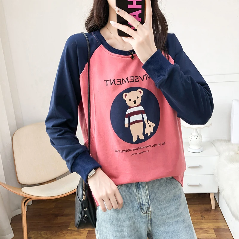 Sweatshirts Mallfeeding Clothes for Postpartum Wear Contrast Color Sweats à capuche pour Sweat-shirt enceinte en coton pur 5068B