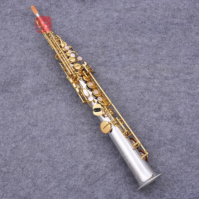 Saxofon Japan Soprano Saxophone SWO 37 Nickel Silver High Quality Straight B Flat Sax Musical gratis frakt med hårda lådor