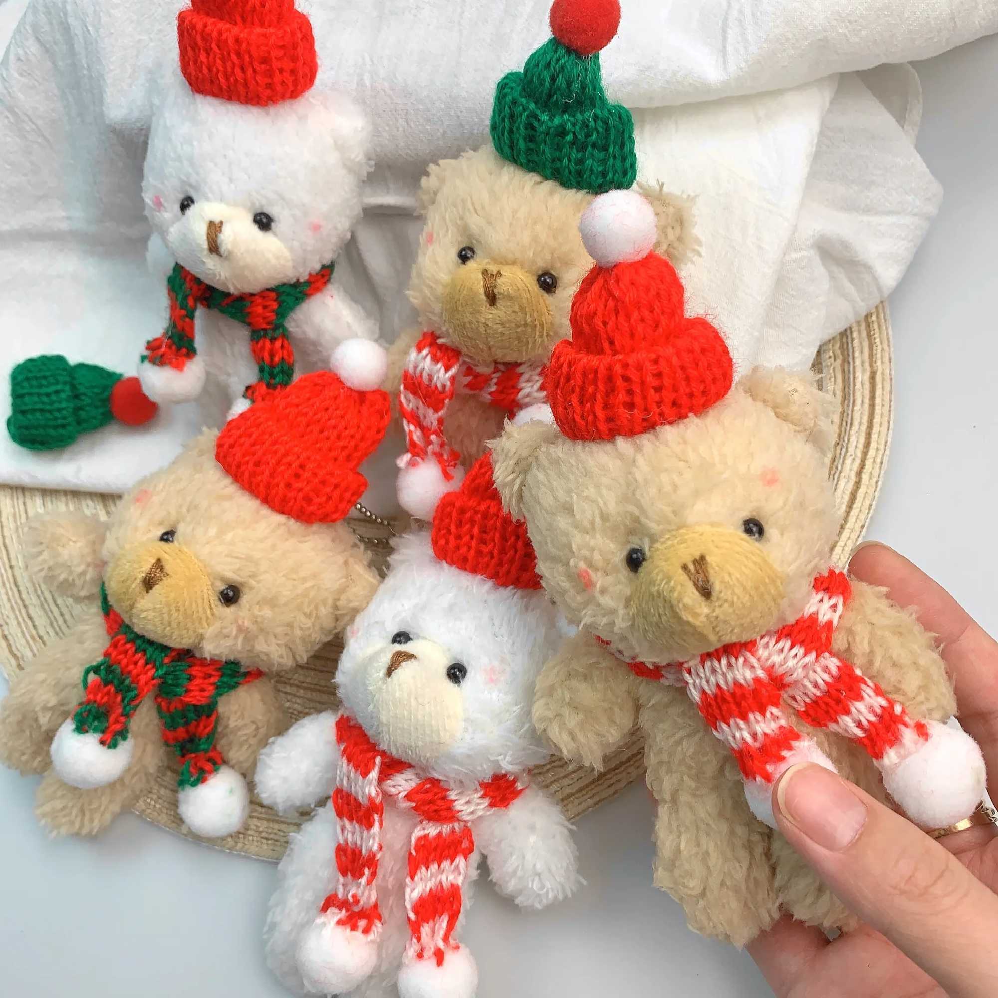 Dolls de pelúcia 15 cm Kawaii Teddy Bear Plexhop Toy Chaveton Cartoon Christmas Bear Plexh Chain Smag Pingente para Girl Christmas Giftsl2404