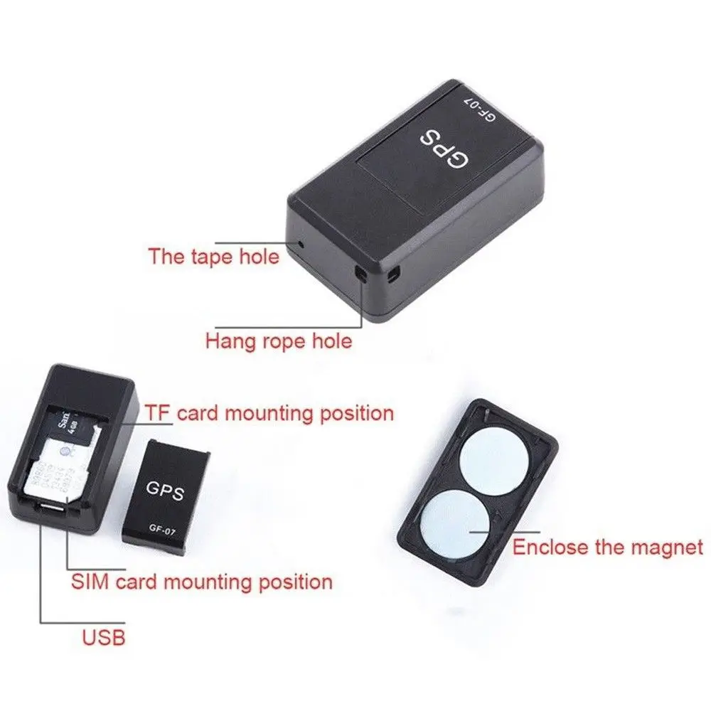 Trackers GF07 Mini GPS Kids Locator Car Key Tracker Antilost Recording kan spela in SMS Alarm Real Time Smart Tracking Wearable Devices