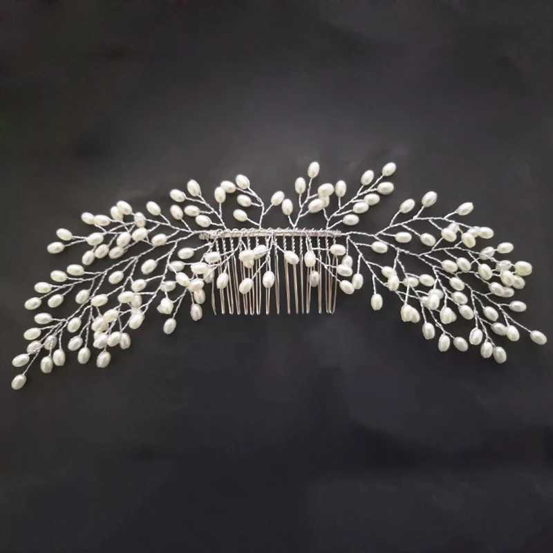 Hochzeit Haarschmuck Braut Hochzeit Haarzubehör Braut Kristall Perle Blume Stirnband handgefertigtes Haarband -Perlen Dekoration Haar Kamm Clip für Frauen D240425