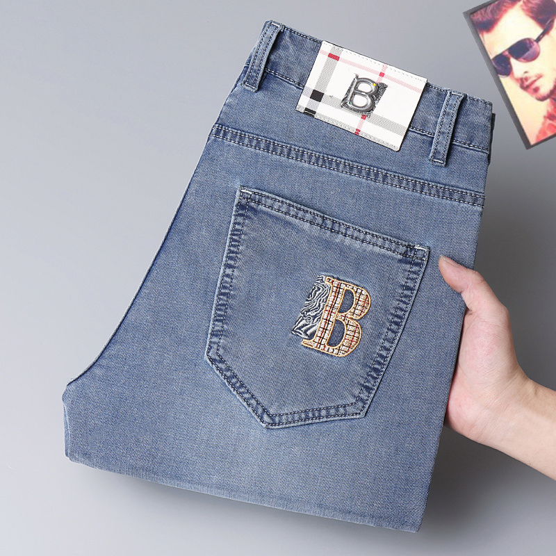 Brand de mode d'automne de jeans masculin B Marque de mode Slim coréen Pantalon épaisse Pantalon bleu-gris