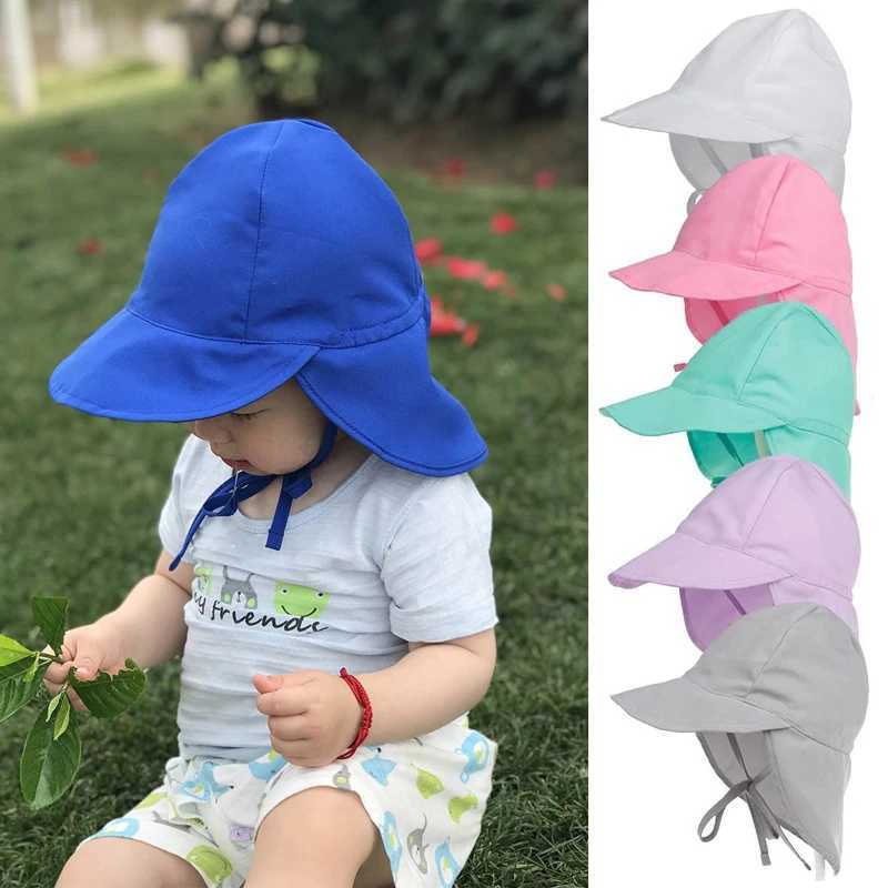 Caps hoeden UV Bescherming Sun hoed unisex pasgeboren baby peuter kind baby jongens meisjes zomer strand visser hoeden outdoor polyester emmer hoed d240425