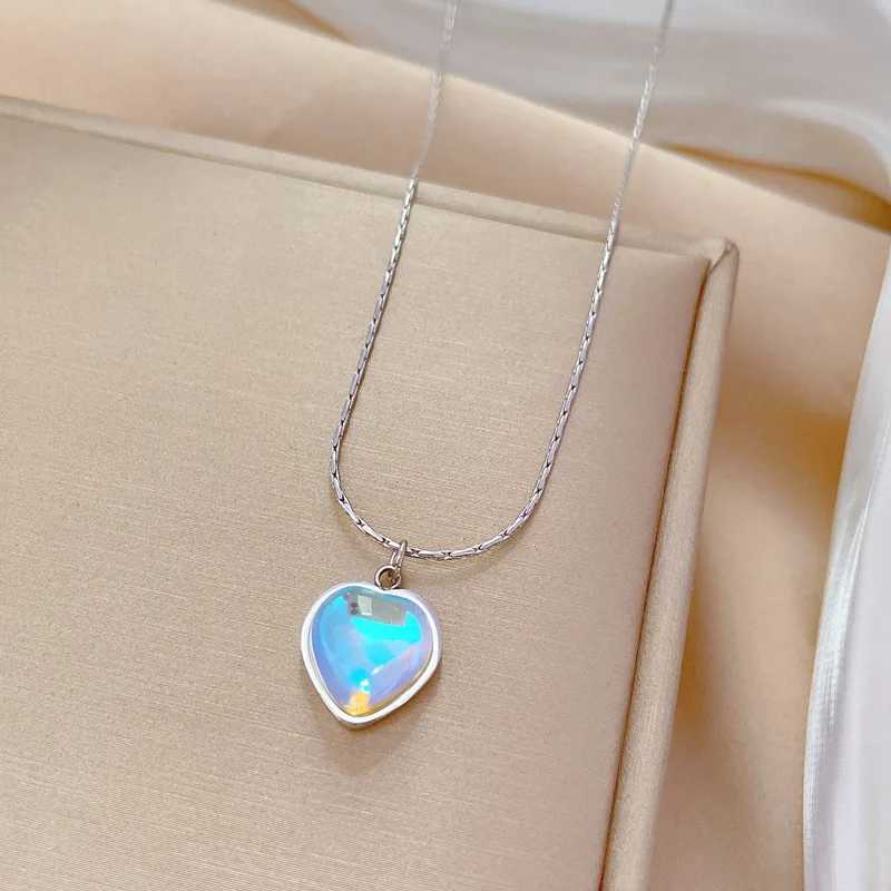 Hanger kettingen hart maansteen ketting voor vrouwen zilver/gouden kleur blauw kristal hanger ketting ketting ketting ketting mode joodse cadeau