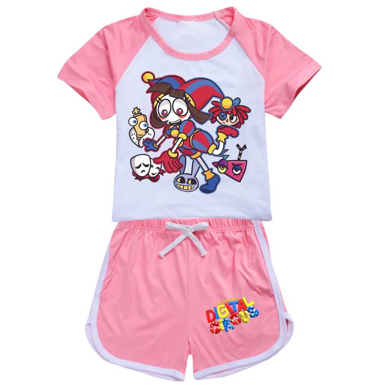 T-shirts Funny Children T-Shirts Suit The Amazing Digital Circus Short Sleeve Top Boys Girls Sports Pants Casual Clothes Spring SummerL2404