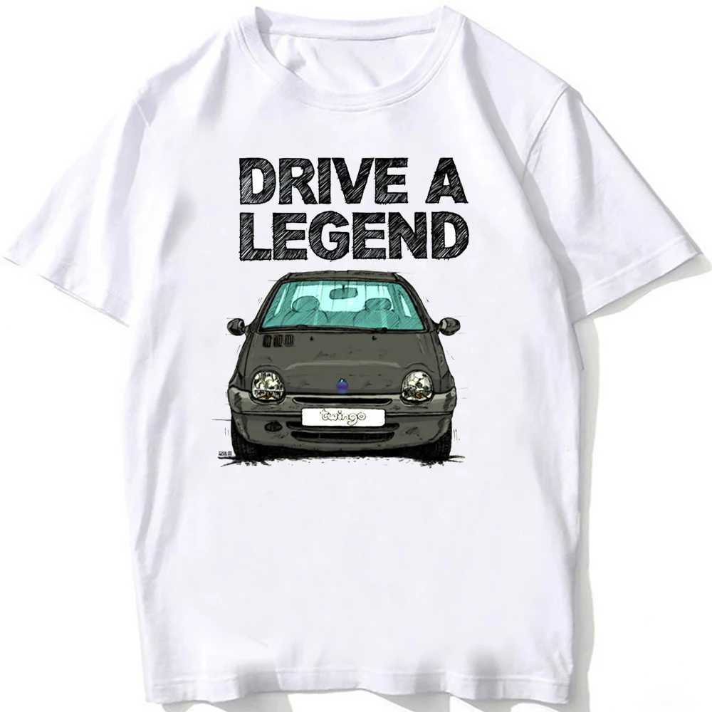 Men's T-Shirts Drive The Legend Twingo 90s Car T-Shirt Unisex Summer Men Short Slve Harajuku White Hip Hop Casual Boy Ts Fashion Man Tops T240425