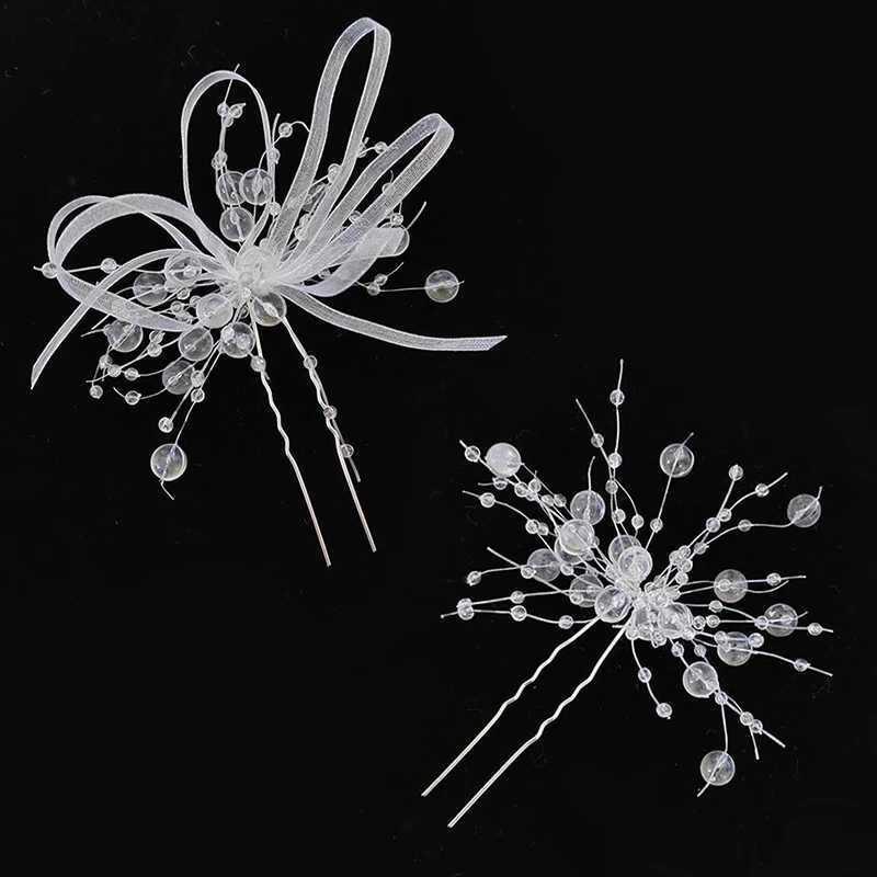 Bijoux de mariage Bijoux Bridal Rimestone Hairpin Pearl Hair Sticks Handmade Tiara Bride Coiffes Coiffes Pins Décoration de tête Maridings Accessoires Hair D240425