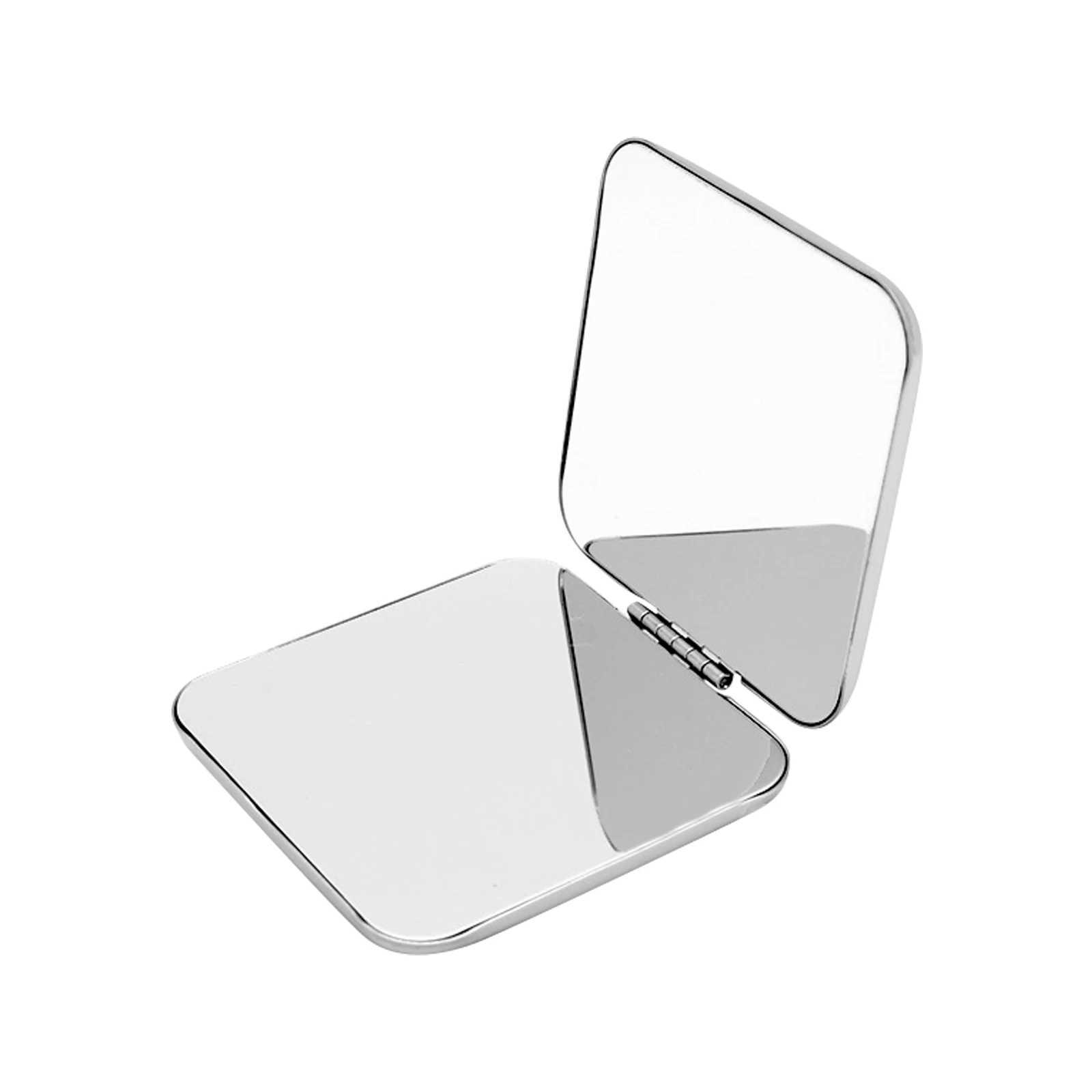 Mirrors Portable Stainless Steel Makeup Mirror Hand Pocket Folded-Side Cosmetic Make Up Mirror Small Square Shapes