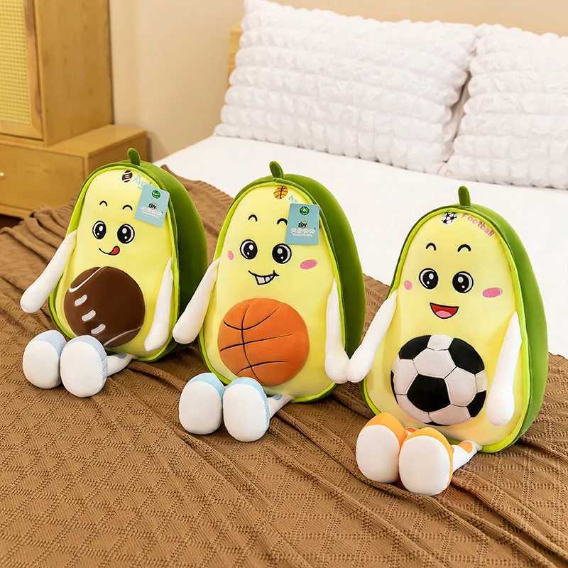 Gevulde pluche dieren fruit avocado basketbal voetbal pluche speelgoed 35 cm cartoon gevulde plushie kussen zachte pop babykamer decor voor schattig verjaardagscadeau