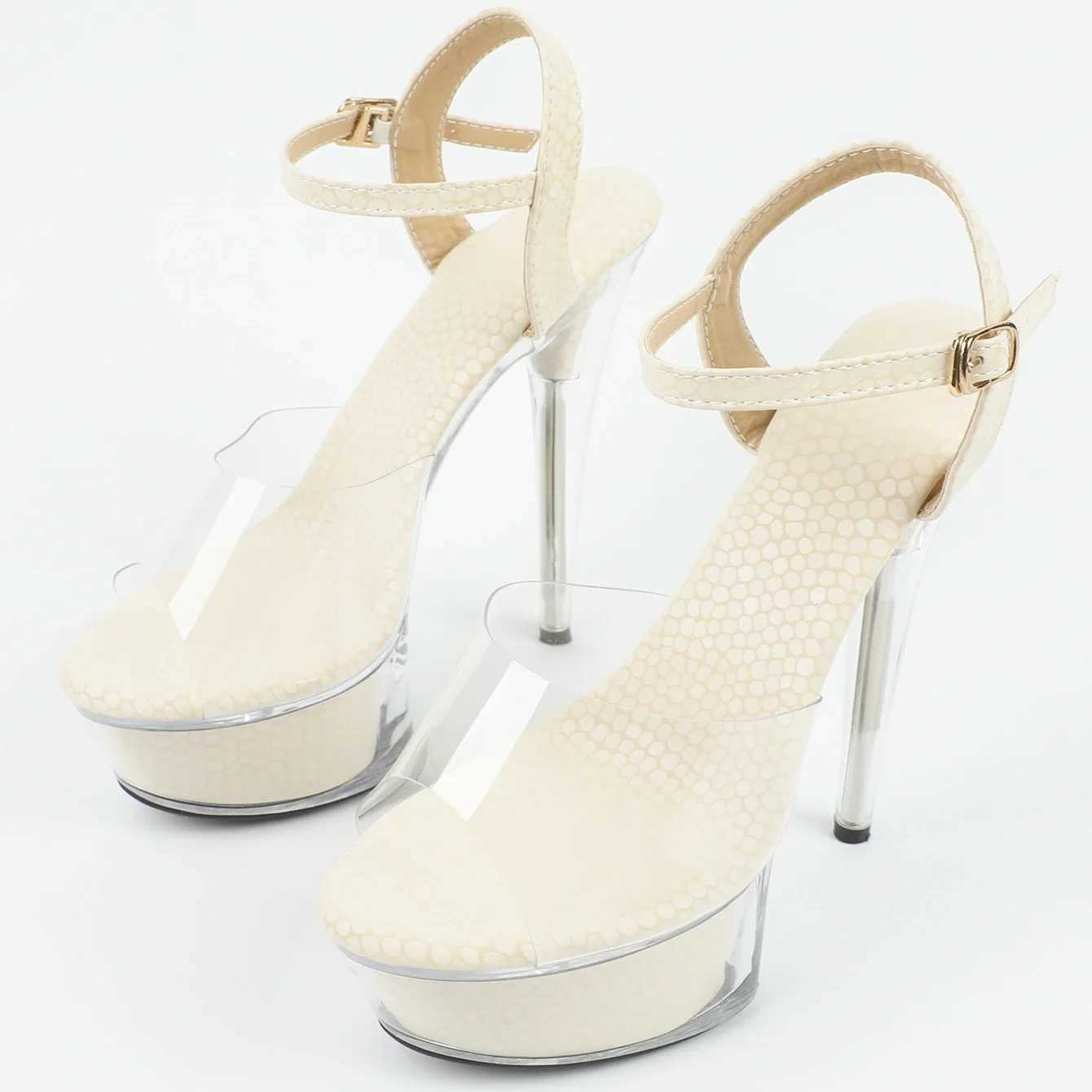 Dress Shoes 2023 Spring Women Clear Heels Sexy Platform Sandals Slipper 15cm Girls Shoe For Party Club Drop Sale LFD-B3530 H240425 OKY4