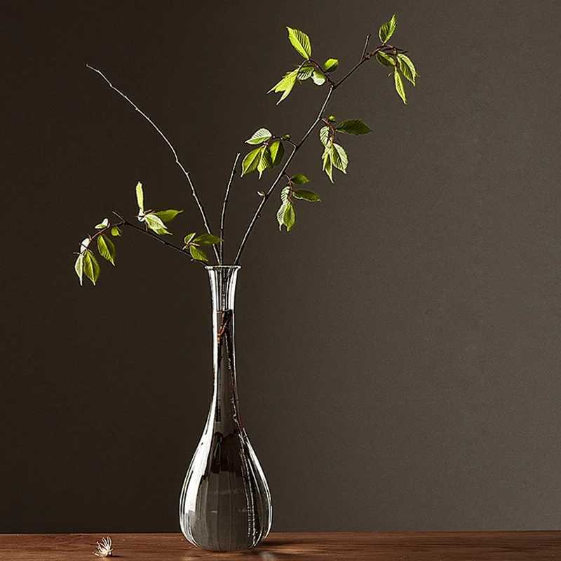 Vases Japanese Zen Transparent Glass Vase Simple Glass Plant Flower Vases Creative Hydroponic Terrarium Table Decorative Flower Pot