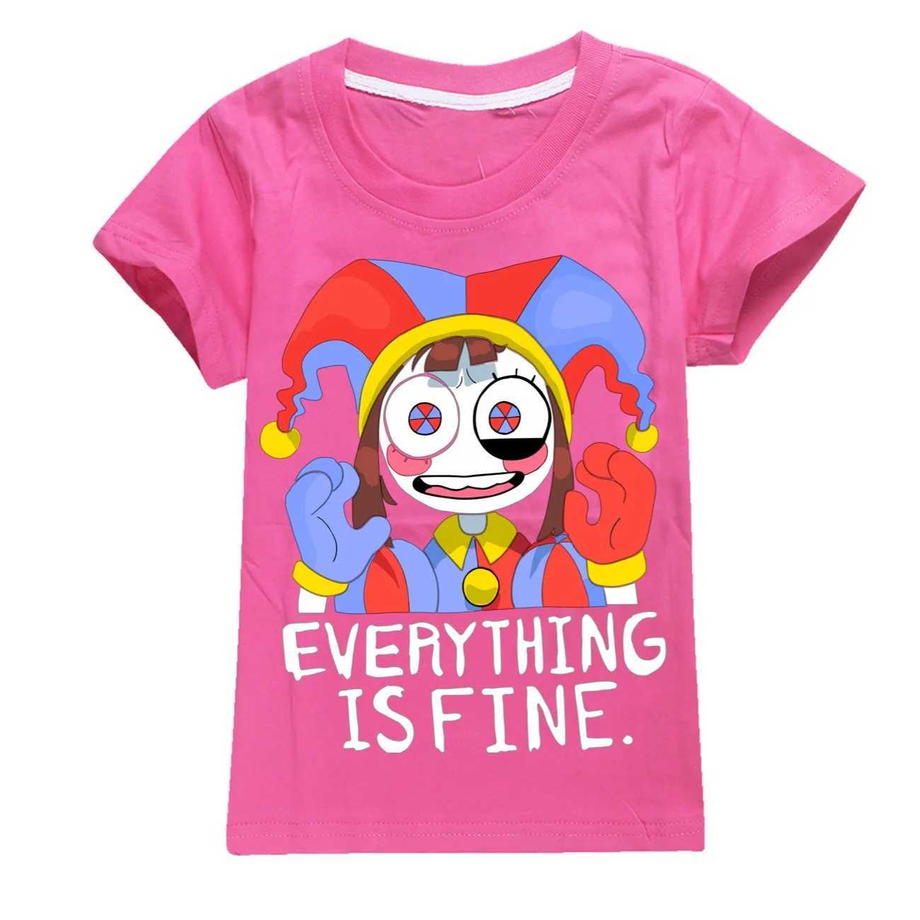 T-shirts Cute Pomni T-Shirts Children The Amazing Digital Circus Short Sleeve Casual Fashion Printed Boys Girls Tops Spring SummerL2404