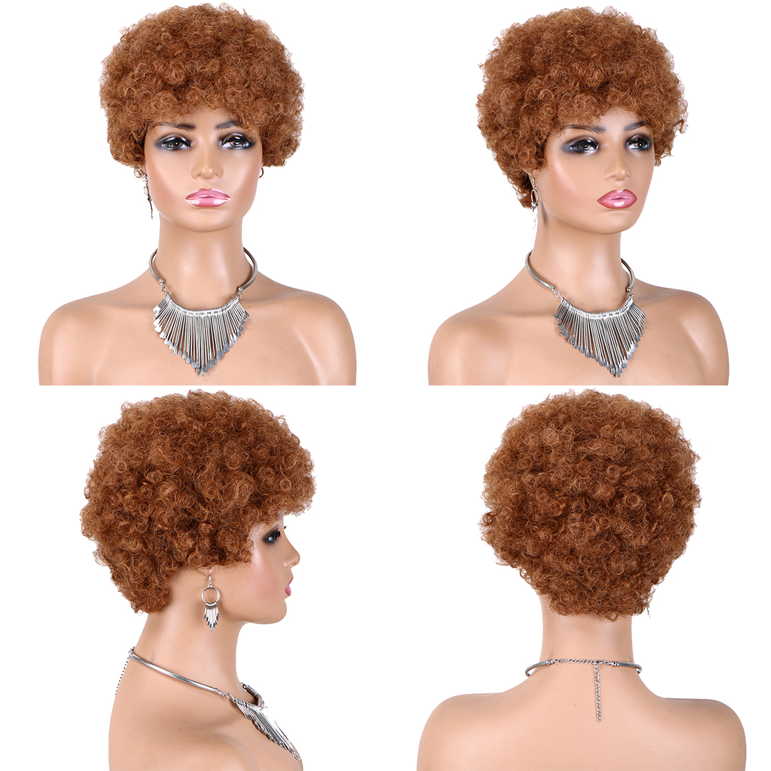 Pelucas cortas rizadas para mujeres negras cabello humano brasileño virgen pixie cortada peluca humana cabello afro rizado ninguno encaje delantero