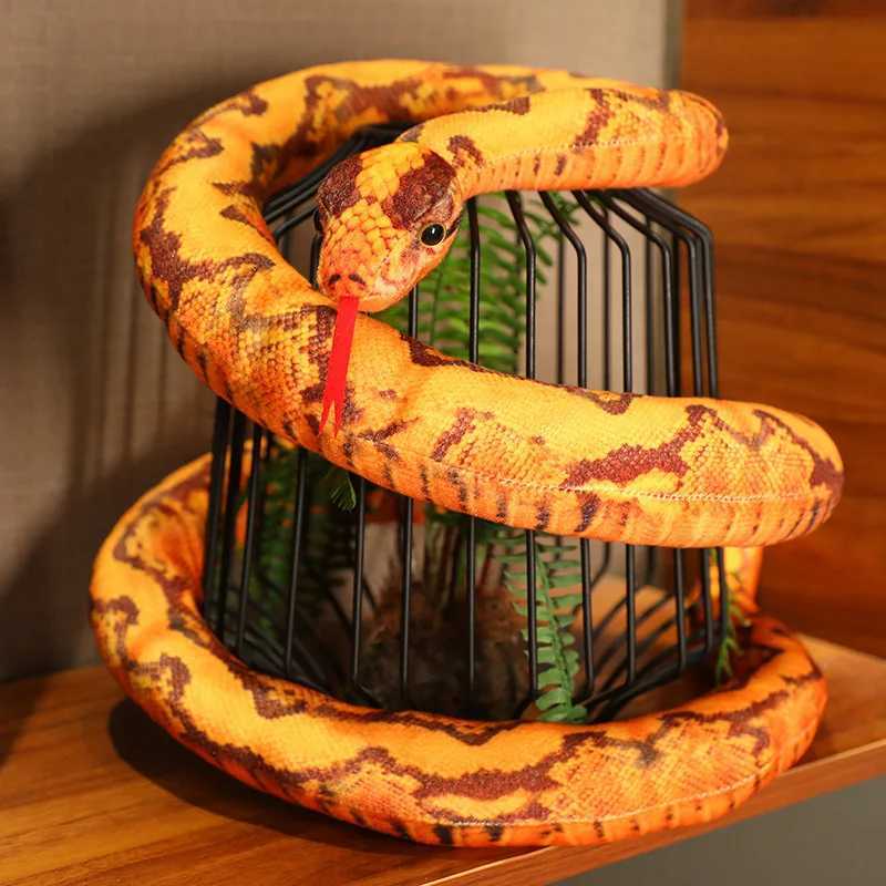 Plyschdockor konstgjorda python plysch leksak lång orm gul orange grön python plysch leksak dekorera huset semester dekorationer l2404