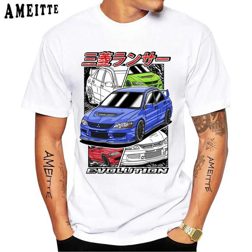 Herren-T-Shirts neue Sommermänner kurze Slve die große Welle von Subie Impreza Wrx Sti Print T-Shirt Lustiges Auto Design weißer Freizeitjunge T Top T240425