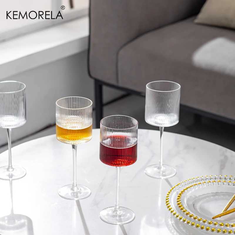 Tumblers 4st French Vertical Lines Champagne Glass Come Glass Goblets High-End Red Wite White Cocktail H240425