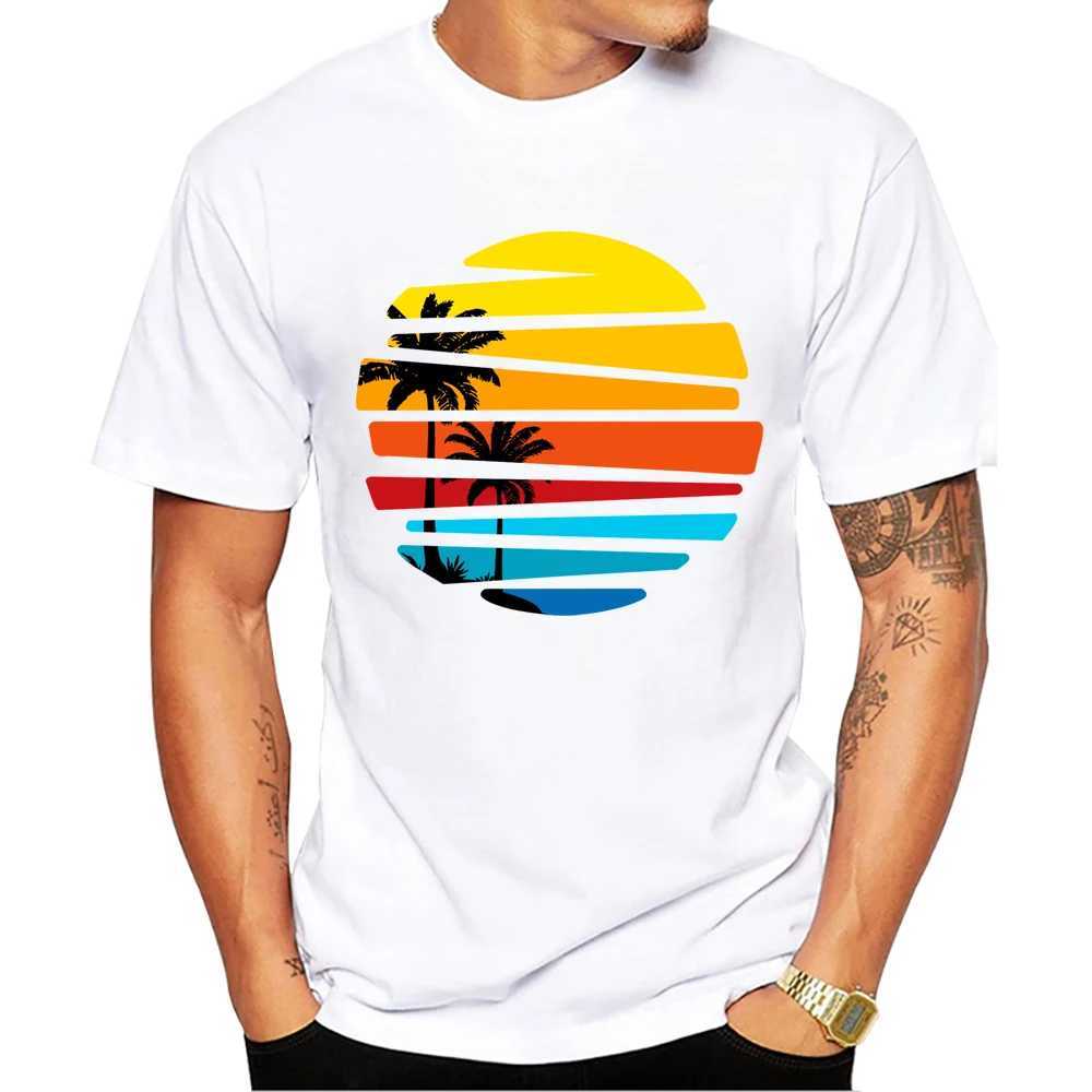 T-shirt maschile Teehub Mountain Sunset Brushstrokes Men T-shirt Safari African Sunset Sunset magliette a maniche corte