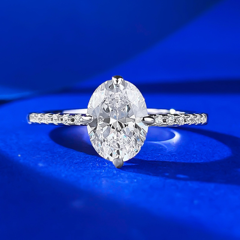 Choucong Brand Wedding Rings Ins Top verkopen Elegante fijne sieraden Real 100% 925 Sterling Silver 6*8 Oval Cut White Moissanite Diamond Dames Betrokkenheid Band Ring Gift