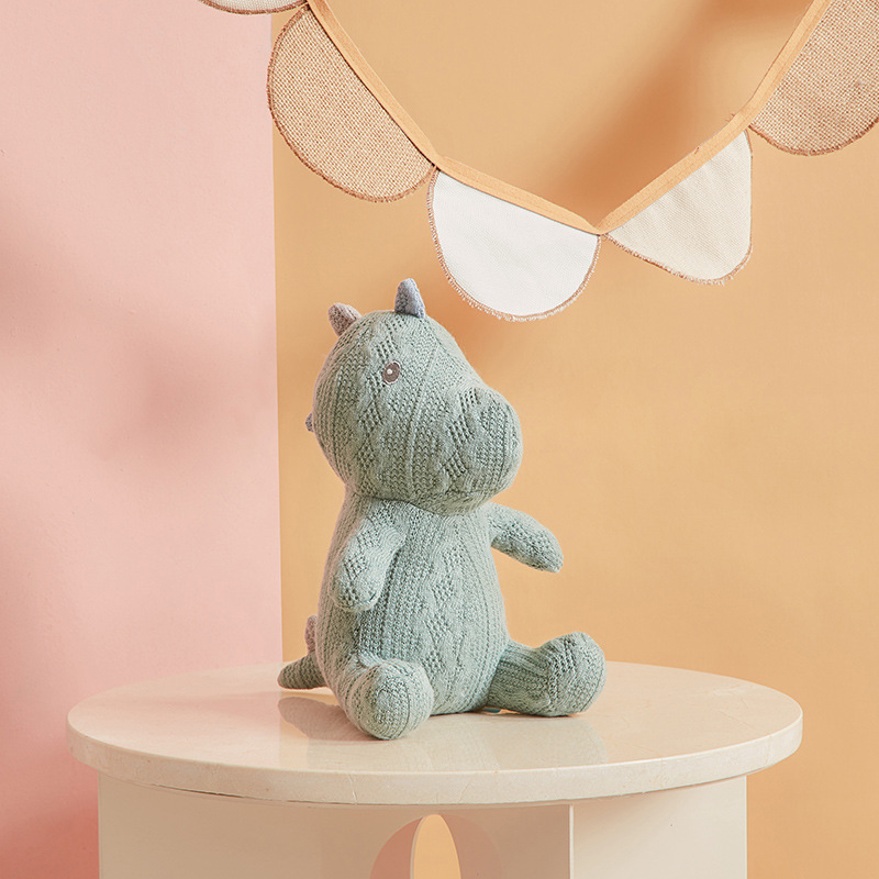 Jouets en peluche en tricot, lapins, éléphants, dinosaures, poupées mignonnes, poupées apaisantes, ventes directes du fabricant